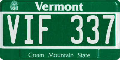 VT license plate VIF337