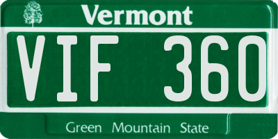 VT license plate VIF360