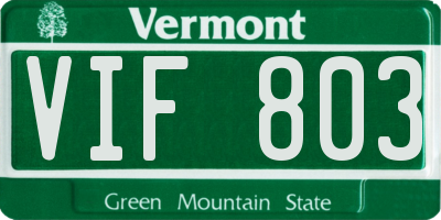 VT license plate VIF803