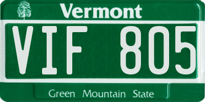 VT license plate VIF805