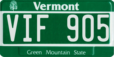 VT license plate VIF905