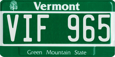 VT license plate VIF965