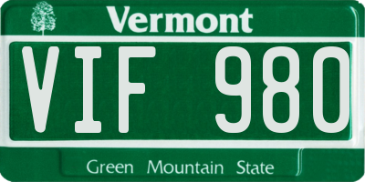 VT license plate VIF980