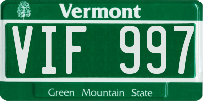 VT license plate VIF997