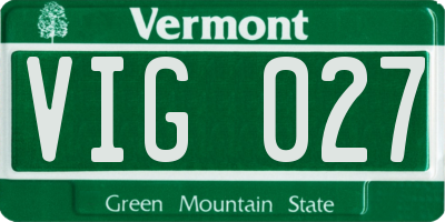 VT license plate VIG027