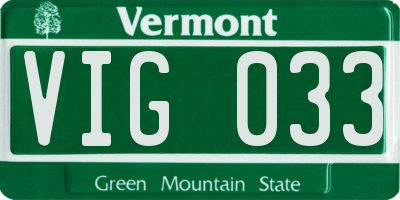 VT license plate VIG033