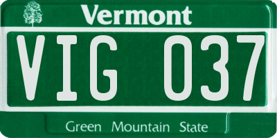 VT license plate VIG037