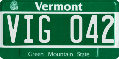 VT license plate VIG042