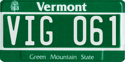 VT license plate VIG061