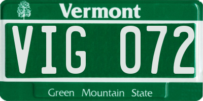 VT license plate VIG072