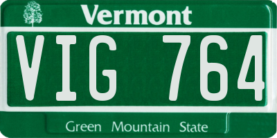 VT license plate VIG764