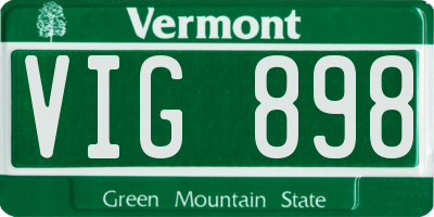 VT license plate VIG898