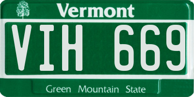 VT license plate VIH669