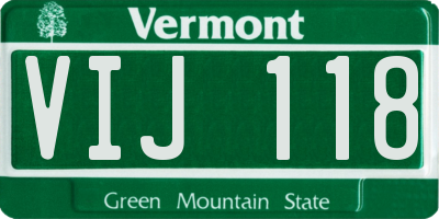 VT license plate VIJ118