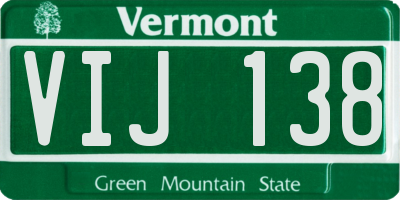 VT license plate VIJ138