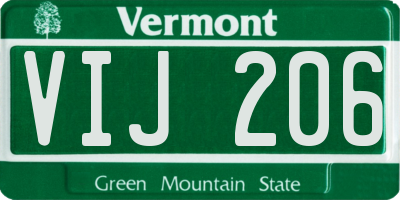 VT license plate VIJ206