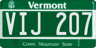 VT license plate VIJ207
