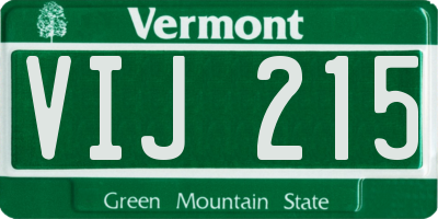 VT license plate VIJ215