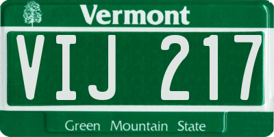 VT license plate VIJ217