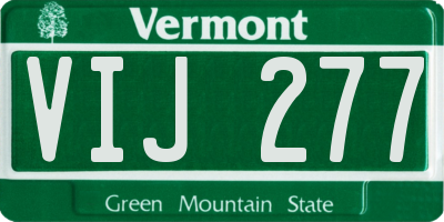 VT license plate VIJ277