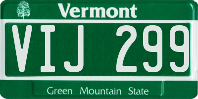 VT license plate VIJ299