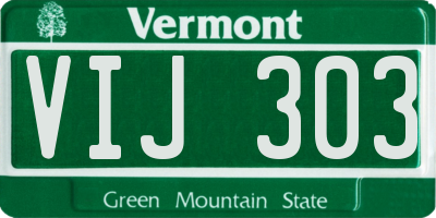 VT license plate VIJ303