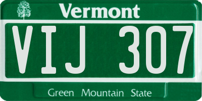 VT license plate VIJ307