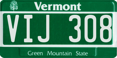 VT license plate VIJ308