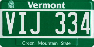 VT license plate VIJ334