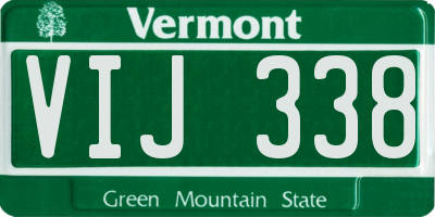 VT license plate VIJ338
