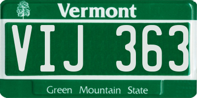 VT license plate VIJ363