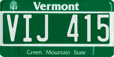 VT license plate VIJ415