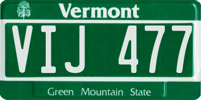 VT license plate VIJ477