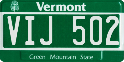 VT license plate VIJ502