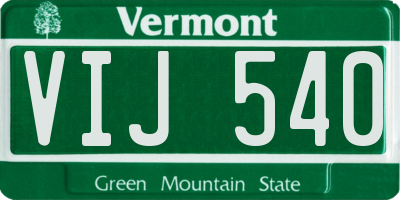 VT license plate VIJ540