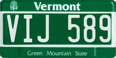 VT license plate VIJ589