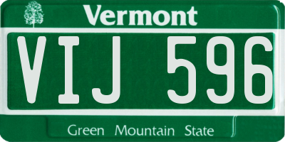 VT license plate VIJ596