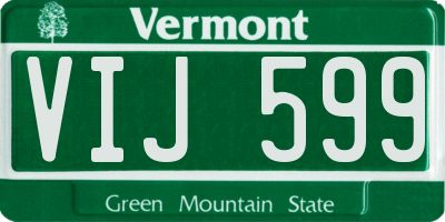 VT license plate VIJ599