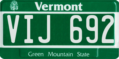 VT license plate VIJ692