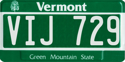 VT license plate VIJ729