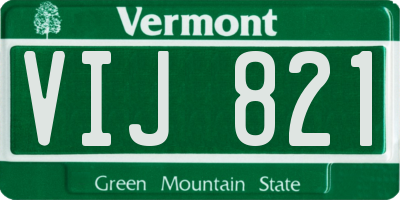 VT license plate VIJ821