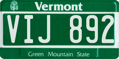 VT license plate VIJ892