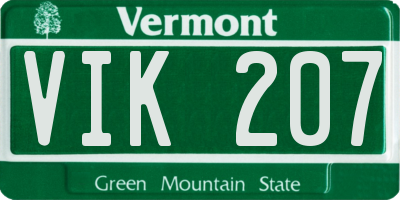 VT license plate VIK207