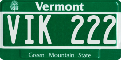 VT license plate VIK222