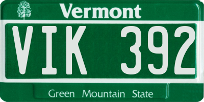 VT license plate VIK392