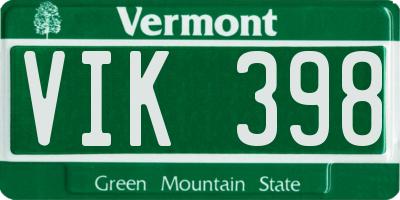 VT license plate VIK398