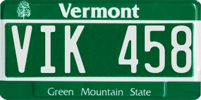 VT license plate VIK458