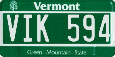 VT license plate VIK594