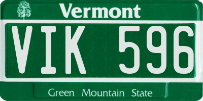 VT license plate VIK596