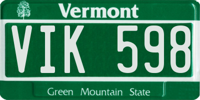 VT license plate VIK598
